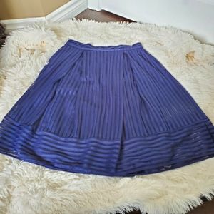 Navy ribbon striped bubble midi skirt